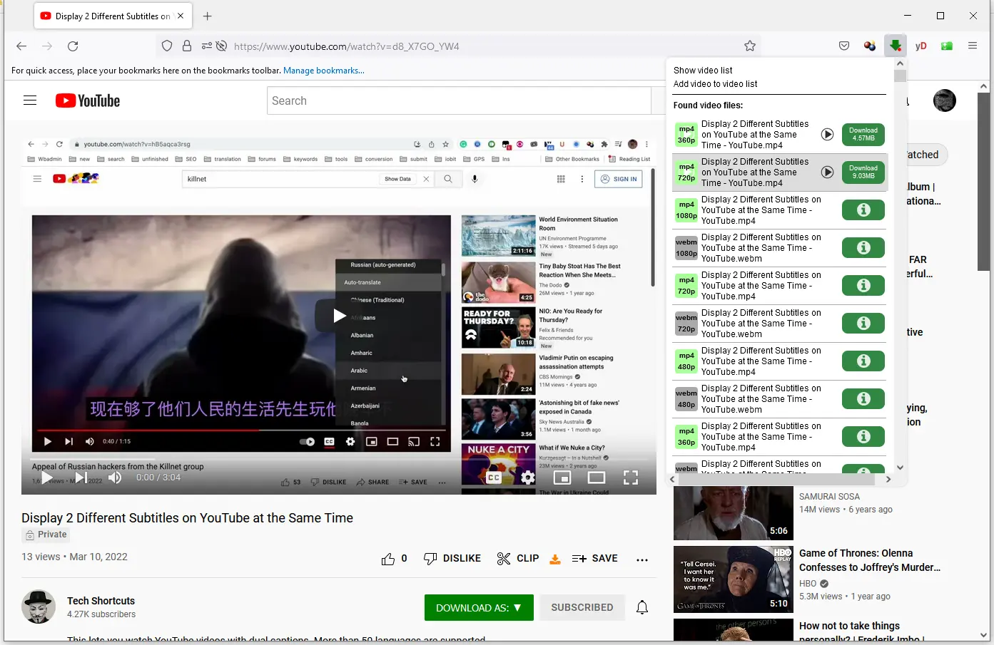 Video Downloader addon